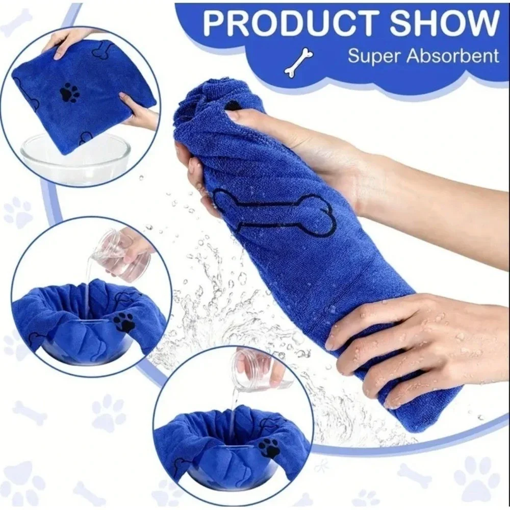 Toallas de microfibra superabsorbentes para mascotas, 60‎ x 100 cm, paquete de 2